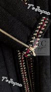 CHANEL 10PF Black Zipper Trimming Wool Silk Coat 34 シャネル ブラック ジッパー トリミング ウール シルク コート 即発