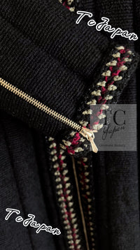 CHANEL 10PF Black Zipper Trimming Wool Silk Coat 34 シャネル ブラック ジッパー トリミング ウール シルク コート 即発