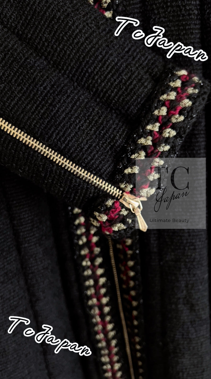 CHANEL 10PF Black Zipper Trimming Wool Silk Coat 34 シャネル ブラック ジッパー トリミング ウール シルク コート 即発