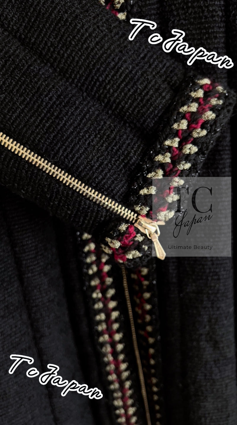 CHANEL 10PF Black Zipper Trimming Wool Silk Coat 34 シャネル ブラック ジッパー トリミング ウール シルク コート 即発