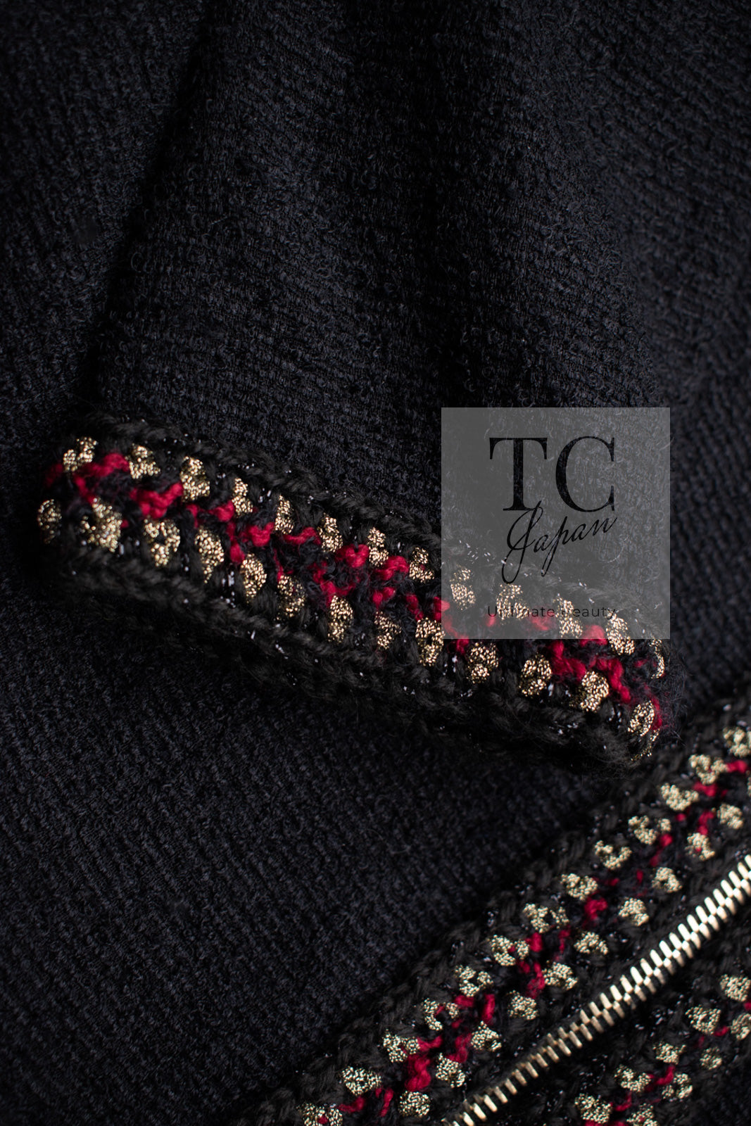 CHANEL 10PF Black Zipper Trimming Wool Silk Coat 34 シャネル ブラック ジッパー トリミング ウール シルク コート 即発