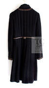 CHANEL 10PF Black Zipper Trimming Wool Silk Coat 34 シャネル ブラック ジッパー トリミング ウール シルク コート 即発