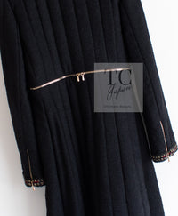 CHANEL 10PF Black Zipper Trimming Wool Silk Coat 34 シャネル ブラック ジッパー トリミング ウール シルク コート 即発