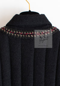 CHANEL 10PF Black Zipper Trimming Wool Silk Coat 34 シャネル ブラック ジッパー トリミング ウール シルク コート 即発