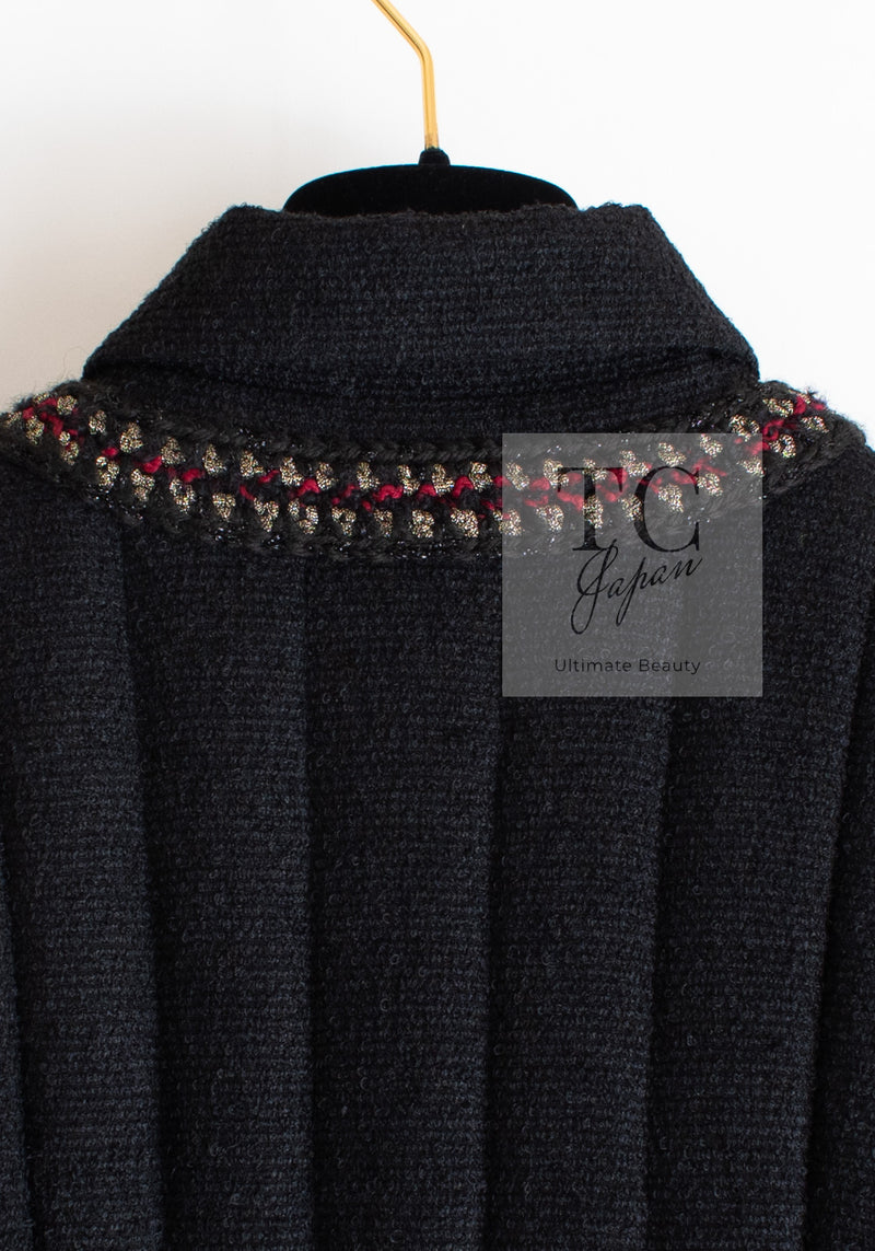 CHANEL 10PF Black Zipper Trimming Wool Silk Coat 34 シャネル ブラック ジッパー トリミング ウール シルク コート 即発