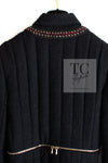 CHANEL 10PF Black Zipper Trimming Wool Silk Coat 34 シャネル ブラック ジッパー トリミング ウール シルク コート 即発