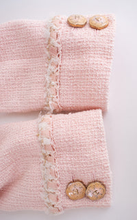 CHANEL 13C Pink Trim Stand Collar Cotton Jacket Coat Cloisonne CC Button 36 シャネル ピンク スタンドカラー コットン ジャケット コート 七宝焼 CCボタン