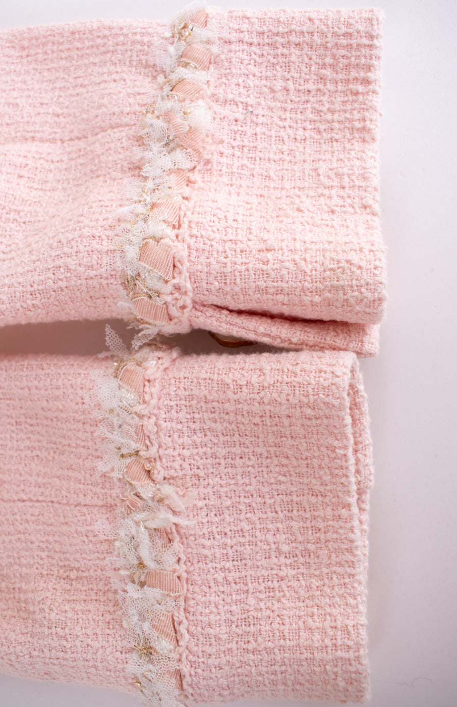 CHANEL 13C Pink Trim Stand Collar Cotton Jacket Coat Cloisonne CC Button 36 シャネル ピンク スタンドカラー コットン ジャケット コート 七宝焼 CCボタン