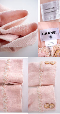 CHANEL 13C Pink Trim Stand Collar Cotton Jacket Coat Cloisonne CC Button 36 シャネル ピンク スタンドカラー コットン ジャケット コート 七宝焼 CCボタン 即発