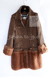 CHANEL 10A Brown Fantasy Faux Tweed Jacket Coat Penelope Cruz 38 シャネル ブラウン ファンタジー ファー ツイード ロング ジャケット コート ペネロペ クルス 着 即発