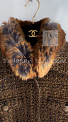 CHANEL 10A Brown Fantasy Faux Tweed Jacket Coat Penelope Cruz 38 シャネル ブラウン ファンタジー ファー ツイード ロング ジャケット コート ペネロペ クルス 着 即発