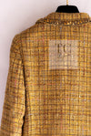 CHANEL 11C Yellow Gold Wool Cotton Swarovski Crystal Tweed Jacket Skirt Suit 38 シャネル イエロー ゴールド スワロフスキー ウール コットン ツイード ジャケット スカート スーツ 即発