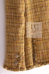 CHANEL 11C Yellow Gold Wool Cotton Swarovski Crystal Tweed Jacket Skirt Suit 38 シャネル イエロー ゴールド スワロフスキー ウール コットン ツイード ジャケット スカート スーツ 即発