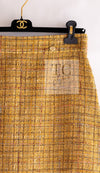 CHANEL 11C Yellow Gold Wool Cotton Swarovski Crystal Tweed Jacket Skirt Suit 38 シャネル イエロー ゴールド スワロフスキー ウール コットン ツイード ジャケット スカート スーツ 即発