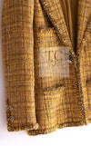 CHANEL 11C Yellow Gold Wool Cotton Swarovski Crystal Tweed Jacket Skirt Suit 38 シャネル イエロー ゴールド スワロフスキー ウール コットン ツイード ジャケット スカート スーツ 即発