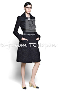 CHANEL 15A Black Navy Metallic Zipper Coat 36 シャネル ブラック ネイビー メタリック ジッパー コート 即発