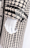 CHANEL 00A Creme Ivory Black Check Wool Alpaca Mohair Belt Tweed Coat 38 シャネル クリーム アイボリー ブラック チェック ウール アルパカ ベルト ツイード コート 即発