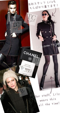 CHANEL 10PF Dark Brown Metallic Trim Wool Coat Dress 40 42 シャネル ダークブラウン メタリック トリム ウール コート ワンピース 即発