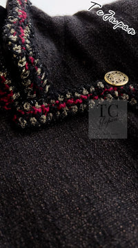 CHANEL 10PF Dark Brown Metallic Trim Wool Coat Dress 40 42 シャネル ダークブラウン メタリック トリム ウール コート ワンピース 即発