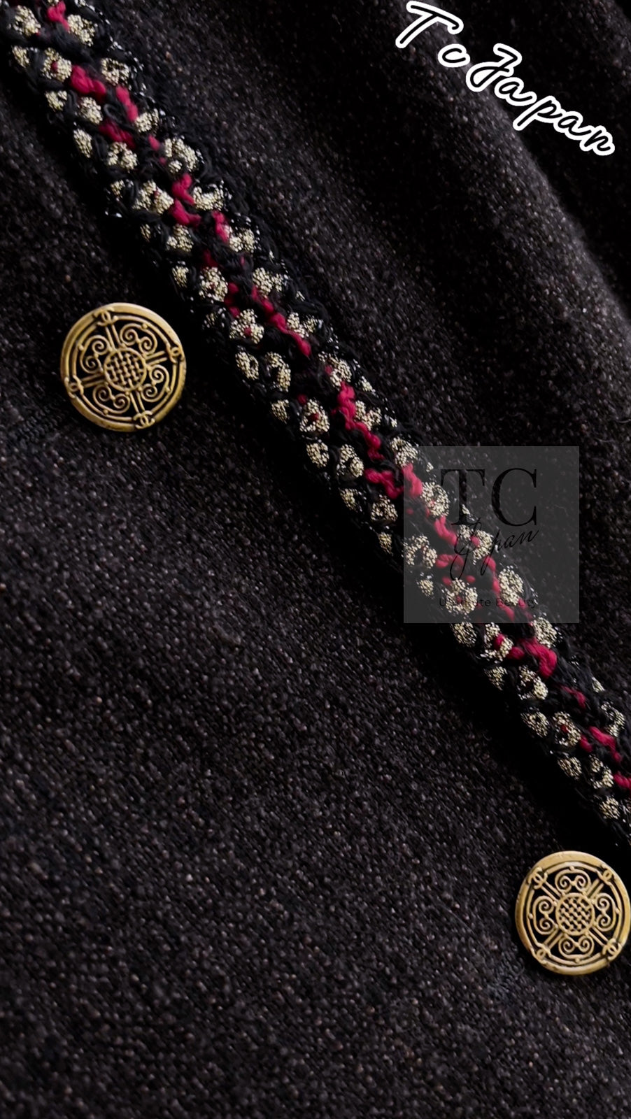 CHANEL 10PF Dark Brown Metallic Trim Wool Coat Dress 40 42 シャネル ダークブラウン メタリック トリム ウール コート ワンピース 即発