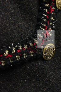 CHANEL 10PF Dark Brown Metallic Trim Wool Coat Dress 40 42 シャネル ダークブラウン メタリック トリム ウール コート ワンピース 即発