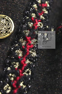 CHANEL 10PF Dark Brown Metallic Trim Wool Coat Dress 40 42 シャネル ダークブラウン メタリック トリム ウール コート ワンピース 即発