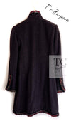 CHANEL 10PF Dark Brown Metallic Trim Wool Coat Dress 40 42 シャネル ダークブラウン メタリック トリム ウール コート ワンピース 即発