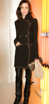 CHANEL 10PF Dark Brown Metallic Trim Wool Coat Dress 40 42 シャネル ダークブラウン メタリック トリム ウール コート ワンピース 即発