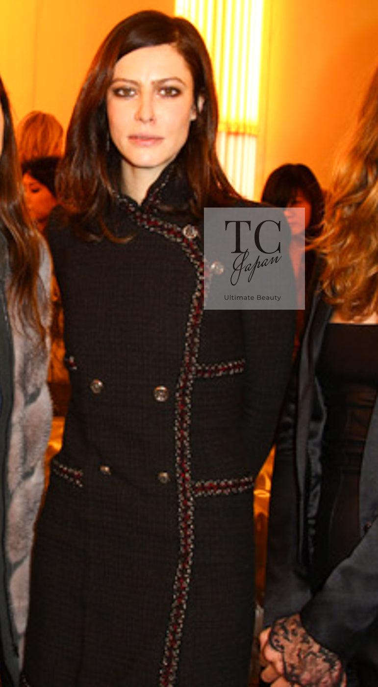CHANEL 10PF Dark Brown Metallic Trim Wool Coat Dress 40 42 シャネル ダークブラウン メタリック トリム ウール コート ワンピース 即発
