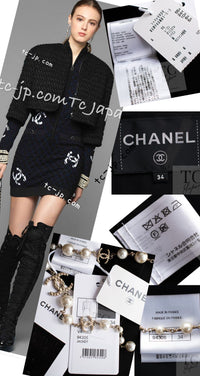 CHANEL 19B Black Metallic Zipper Wool Cropped Jacket 34 シャネル ブラック メタリック ジッパー ウール クロップド ジャケット 即発