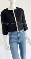 CHANEL 19B Black Metallic Zipper Wool Cropped Jacket 34 シャネル ブラック メタリック ジッパー ウール クロップド ジャケット 即発