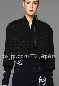 CHANEL 19B Black Metallic Zipper Wool Cropped Jacket 34 シャネル ブラック メタリック ジッパー ウール クロップド ジャケット 即発