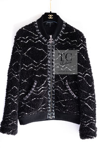 CHANEL 19B Black Alpaca CC Zipper Cardigan Jacket Blouson 36 38 シャネル ブラック アルパカ ジッパー カーディガン ジャケット ジャンパー ブルゾン 即発