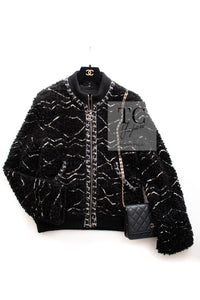 CHANEL 19B Black Alpaca CC Zipper Cardigan Jacket Blouson 36 38 シャネル ブラック アルパカ ジッパー カーディガン ジャケット ジャンパー ブルゾン 即発