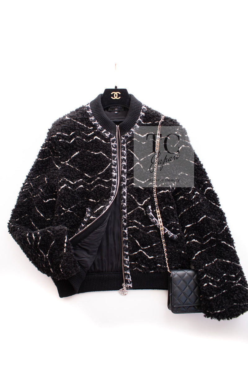 CHANEL 19B Black Alpaca CC Zipper Cardigan Jacket Blouson 36 38 シャネル ブラック アルパカ ジッパー カーディガン ジャケット ジャンパー ブルゾン 即発