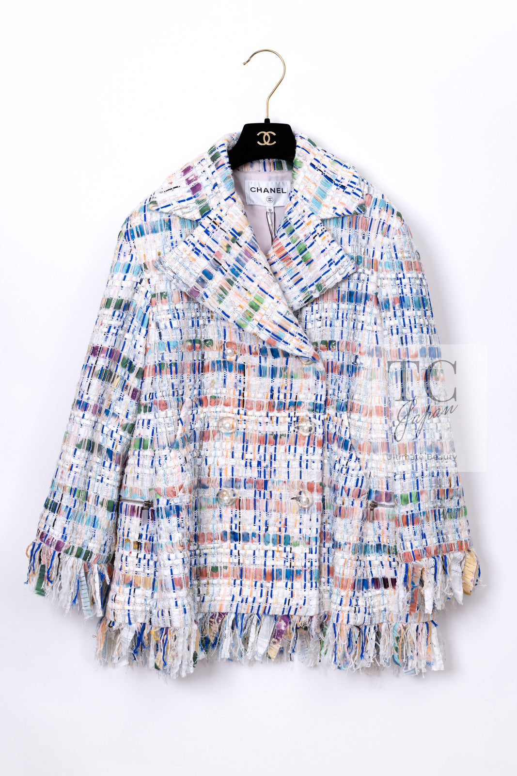 CHANEL 18S Ivory Multicolor Fantasy Tweed Jacket Coat 38 40 42 17