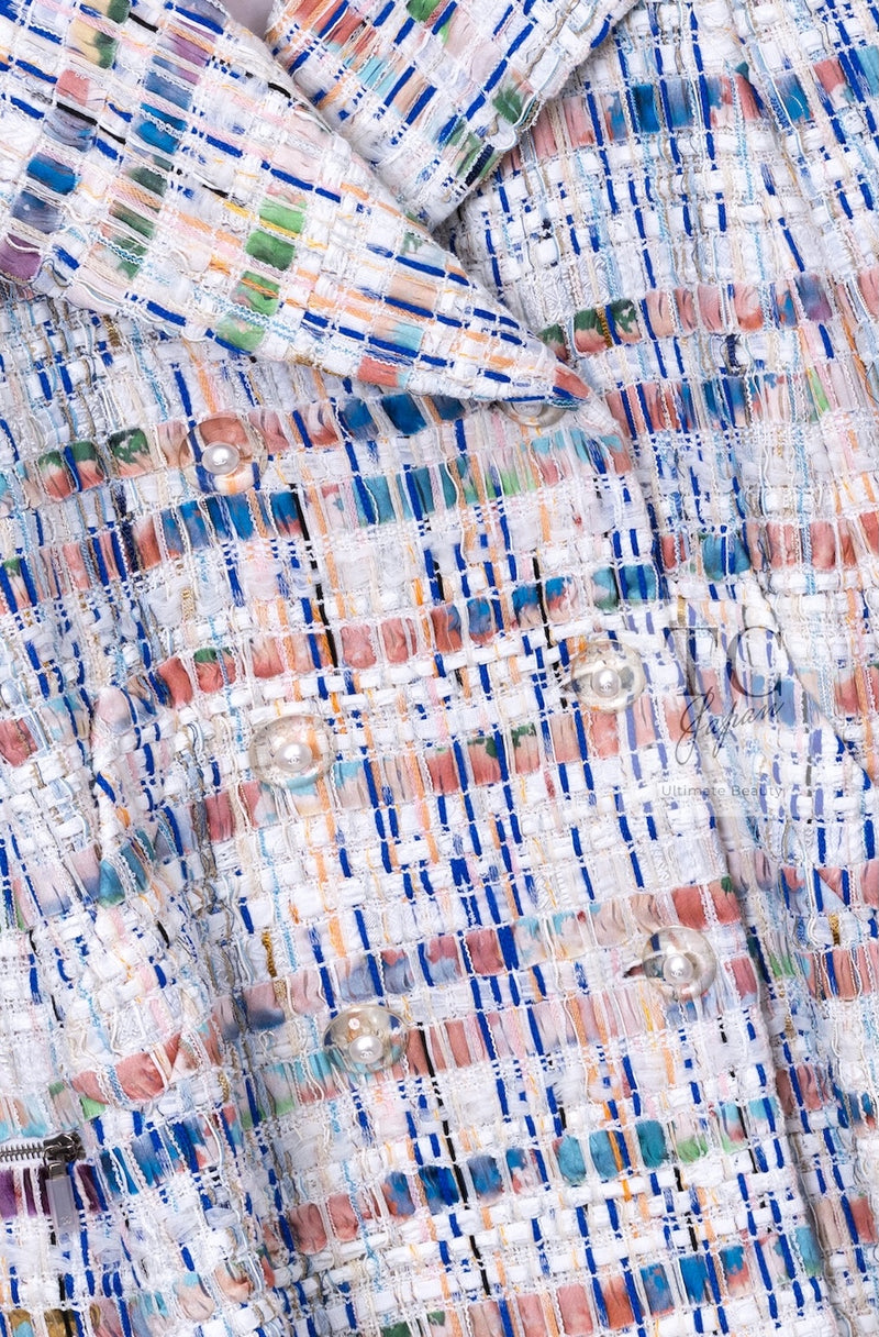 CHANEL 18S Ivory Multicolor Fantasy Tweed Jacket Coat 38 シャネル アイボリー マルチカラー ファンタジー ツイード ジャケット コート 即発