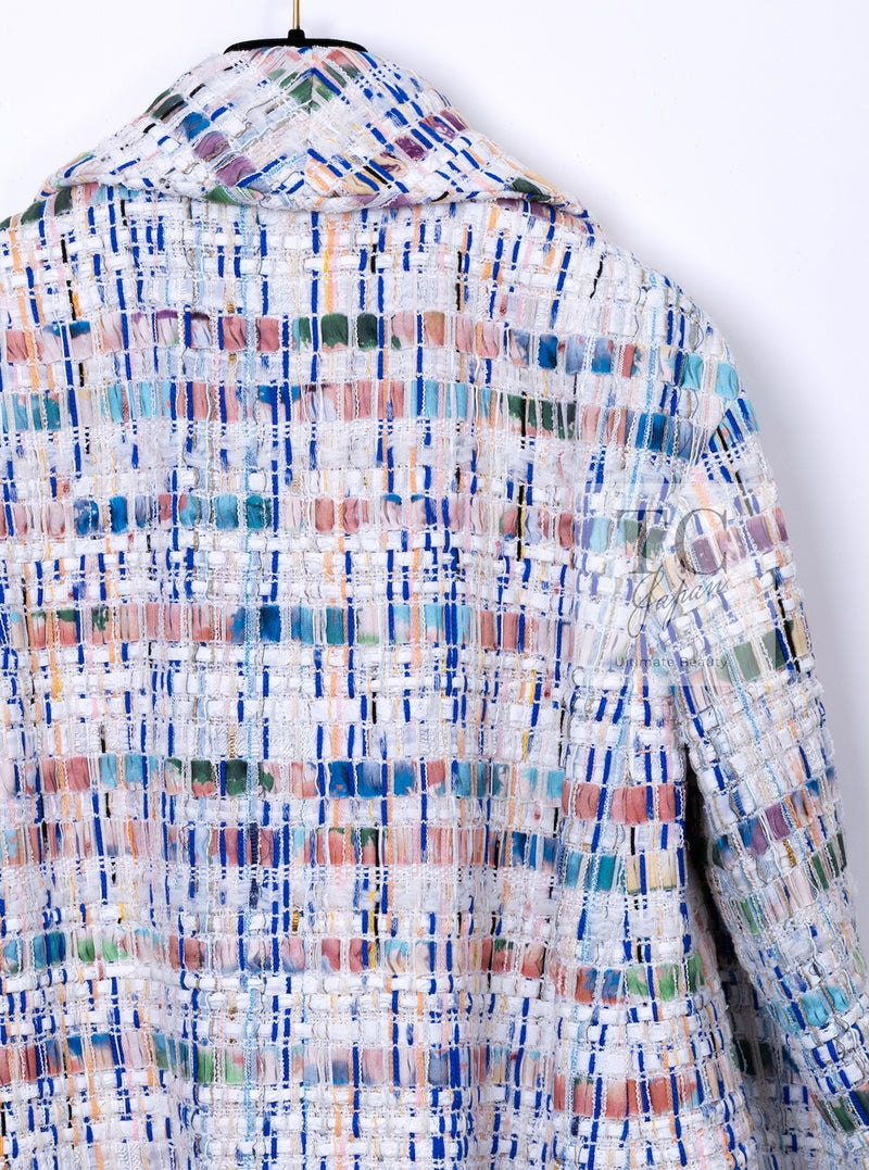 CHANEL 18S Ivory Multicolor Fantasy Tweed Jacket Coat 38 シャネル アイボリー マルチカラー ファンタジー ツイード ジャケット コート 即発