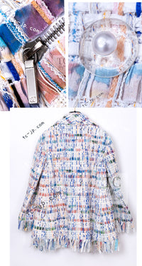 CHANEL 18S Ivory Multicolor Fantasy Tweed Jacket Coat 38 シャネル アイボリー マルチカラー ファンタジー ツイード ジャケット コート 即発