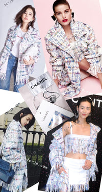 CHANEL 18S Ivory Multicolor Fantasy Tweed Jacket Coat 38 シャネル アイボリー マルチカラー ファンタジー ツイード ジャケット コート 即発