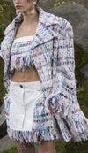 CHANEL 18S Ivory Multicolor Fantasy Tweed Jacket Coat 38 シャネル アイボリー マルチカラー ファンタジー ツイード ジャケット コート 即発