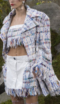 CHANEL 18S Ivory Multicolor Fantasy Tweed Jacket Coat 38 シャネル アイボリー マルチカラー ファンタジー ツイード ジャケット コート 即発