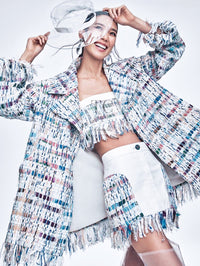 CHANEL 18S Ivory Multicolor Fantasy Tweed Jacket Coat 38 シャネル アイボリー マルチカラー ファンタジー ツイード ジャケット コート 即発