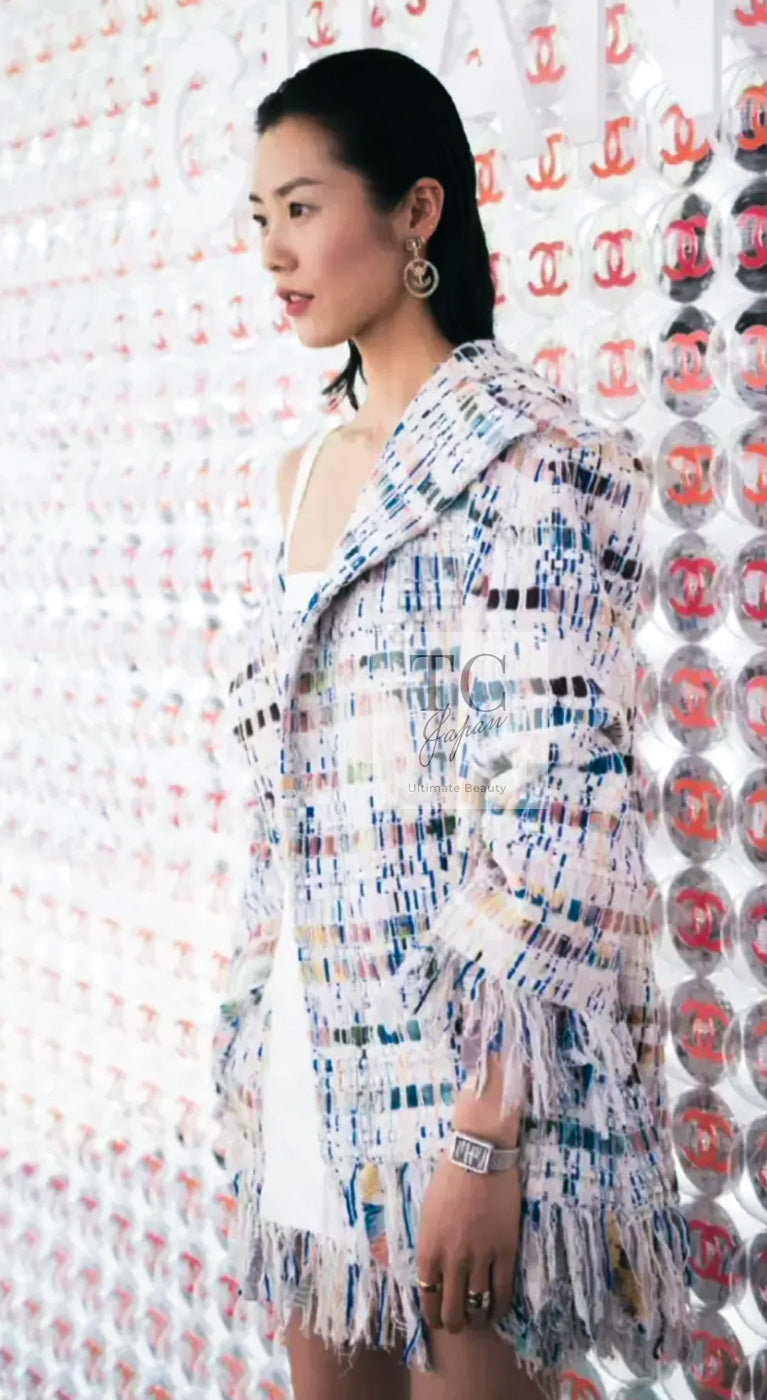 CHANEL 18S Ivory Multicolor Fantasy Tweed Jacket Coat 38 シャネル アイボリー マルチカラー ファンタジー ツイード ジャケット コート 即発