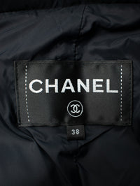 CHANEL 18A Black Metallic Trim Puffer Jacket Coat 38 シャネル ブラック メタリック トリム ココボタン 中綿ダウン ジャケット コート 即発