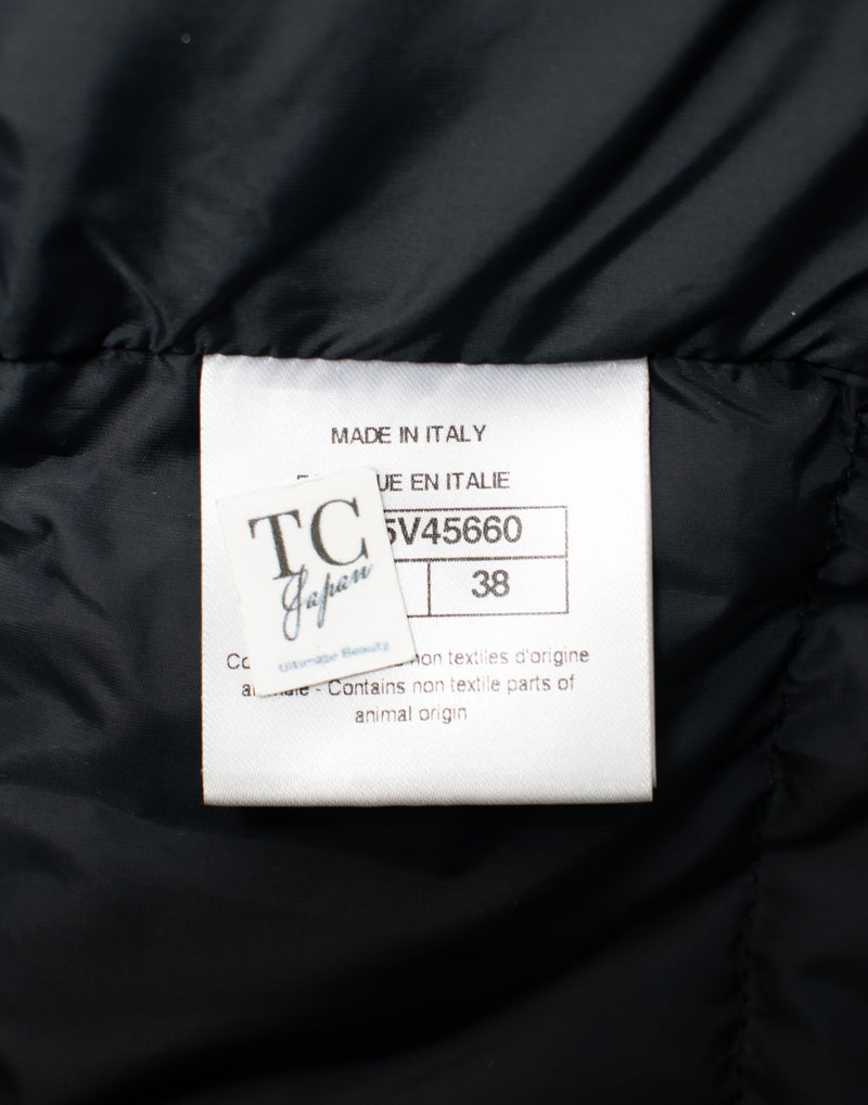 CHANEL 18A Black Metallic Trim Puffer Jacket Coat 38 シャネル ブラック メタリック トリム ココボタン 中綿ダウン ジャケット コート 即発