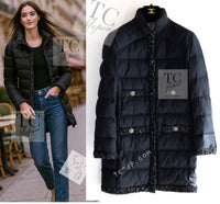 CHANEL 18A Black Metallic Trim Puffer Jacket Coat 38 シャネル ブラック メタリック トリム ココボタン 中綿ダウン ジャケット コート 即発