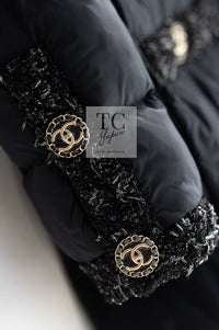 CHANEL 18A Black Metallic Trim Puffer Jacket Coat 34 シャネル ブラック メタリック トリム ココボタン 中綿ダウン ジャケット コート 即発