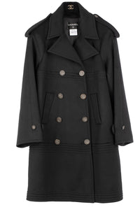 CHANEL 12A Black Double Wool Coat 38 40 42 シャネル ブラック ダブル ウール 100% コート 即発