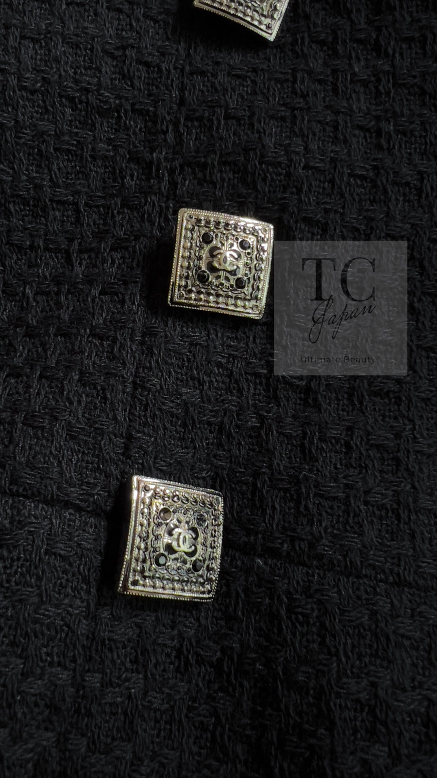シャネル ジャケット コート CHANEL 11PF ブラック ボタン ウール